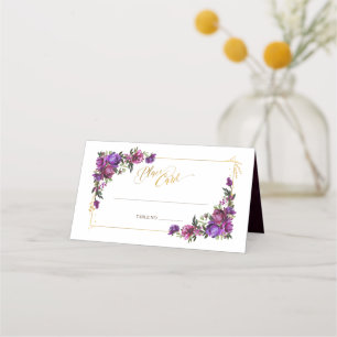 Lila Hot Pink Gold Aquarellfarben Hochzeitsplatz Platzkarte
