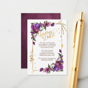 Lila Hot Pink Gold Farbflora Details Begleitkarte