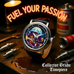 Lila Hot Rod, mondbeschienene Flammen Armbanduhr