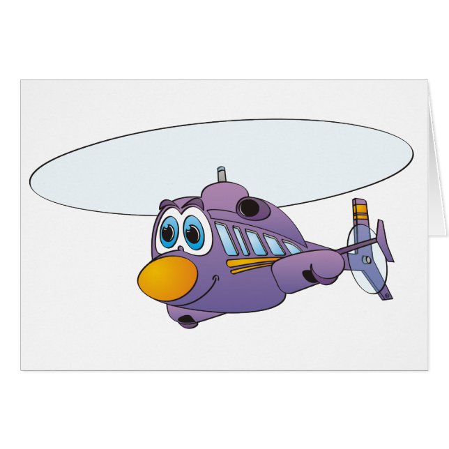 Lila Hubschrauber Cartoon (Vorderseite (Horizontal))