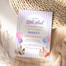 Lila Hühner-Geburtstagseinladung im Pastell-Look Einladung