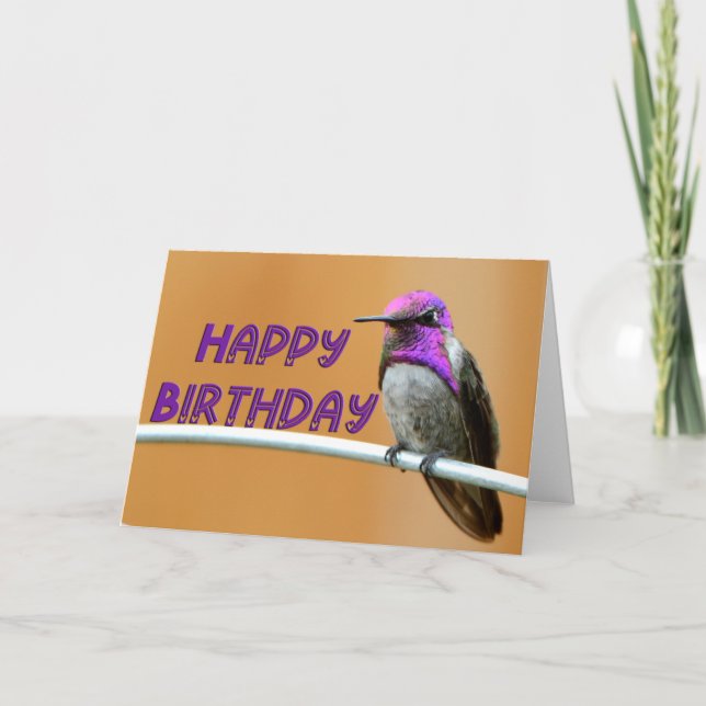 Lila Hummingbird Foto Happy Birthday Card Dankeskarte (Vorderseite)