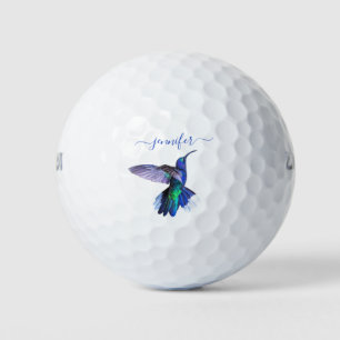 Lila Hummingbird mit Personalisiertem Namen Golfball