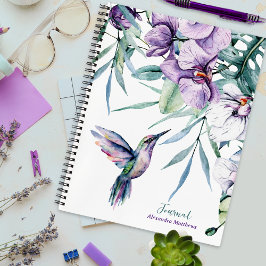 Lila Hummingbird und Personalisiertes Blumenjourna Notizbuch