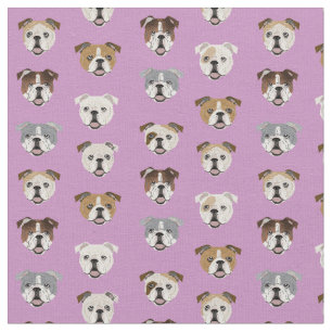 lila Hunde von Bulldogs Stoff