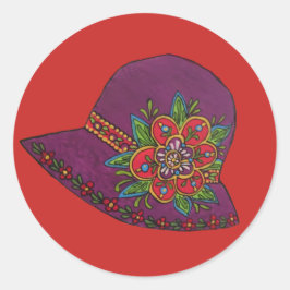 Lila Hut Runder Aufkleber