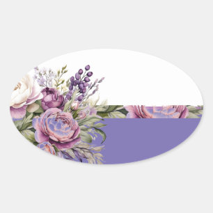 Lila Hütte Blumenaufkleber Ovaler Aufkleber