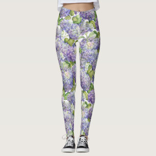 Lila Hydrangea-Blumenmuster Leggings