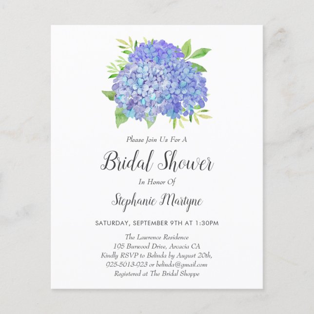 Lila Hydrangea Bouquet Budget Brautparty (Vorderseite)