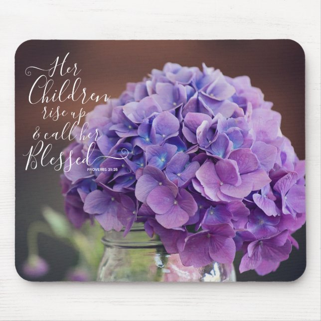 Lila Hydrangea Christlich Mütter Tag Verse Mousepad (Vorne)