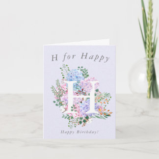 lila Hydrangea H für Geburtstagskarte Karte