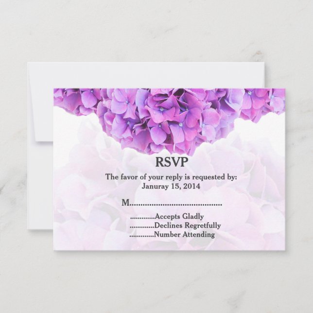 Lila Hydrangea Hochzeit RSVP Hydrangea4 Karte (Vorderseite)