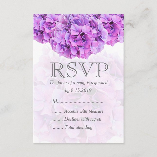Lila Hydrangea Hochzeit RSVP-Karte RSVP Karte (Vorderseite)