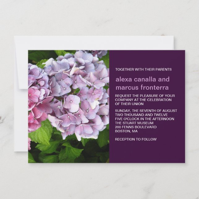 Lila Hydrangea Hochzeitseinladung Einladung (Vorderseite)