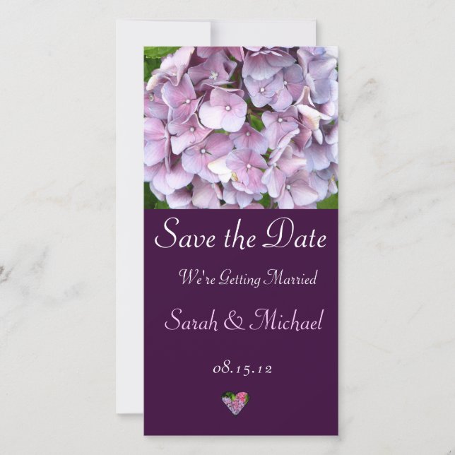 Lila Hydrangea-Hochzeitskarte Save The Date (Vorderseite)