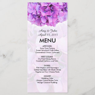 Lila Hydrangea Hochzeitsmenü Hydrangea4 Menükarte