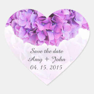 Lila Hydrangea Hochzeitsticker Hydrangea4 Herz-Aufkleber
