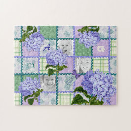 Lila Hydrangea Instagram Foto-Steppdecken-Collage Puzzle