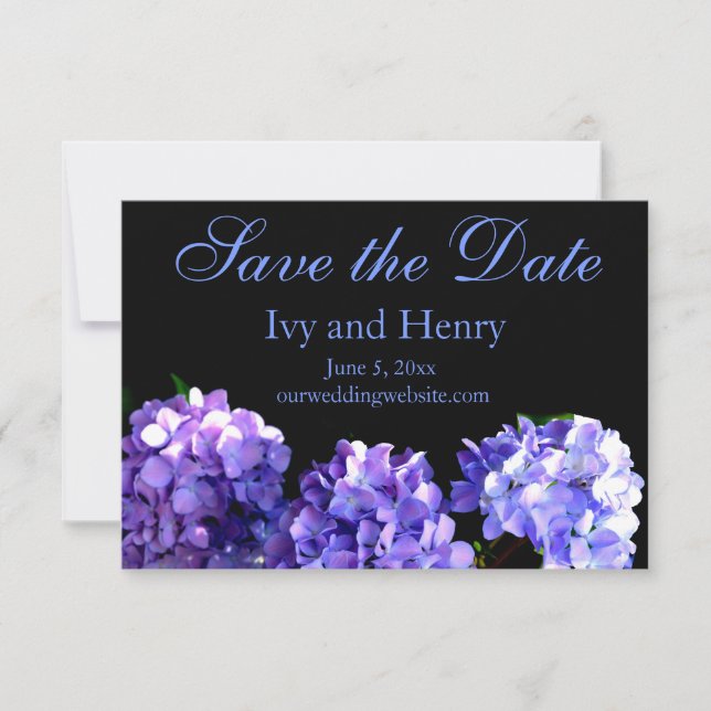 Lila Hydrangea lila Blume Save the Date (Vorderseite)