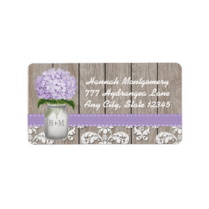 Lila Hydrangea Mit Monogramm Mason Jar Adressaufkleber