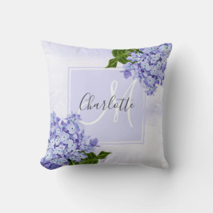 Lila Hydrangea-Monogramm-Kissen Kissen