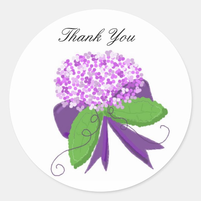 Lila Hydrangea Vielen Dank Runder Aufkleber (Vorderseite)