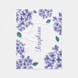 Lila Hydrangea Wasserfarbe Blume Babyname Fleecedecke