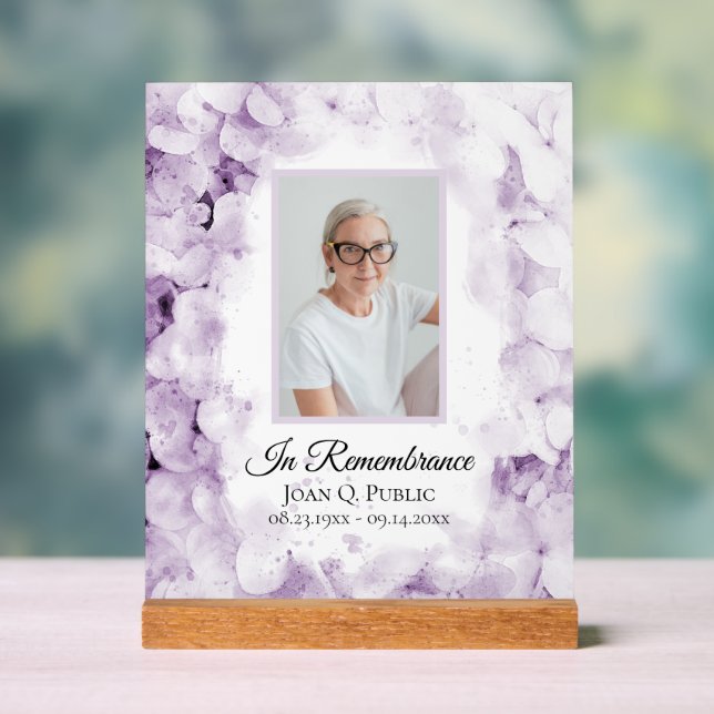 Lila Hydrangea Wasserfarbenfeier Acrylschild (Neutral)