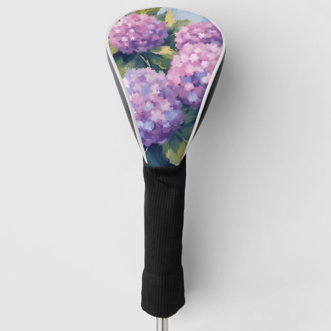 Lila Hydrangeas Aquarellmalerei Golf Headcover (Vorderseite)