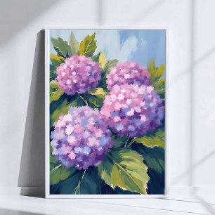 Lila Hydrangeas Aquarellmalerei Poster