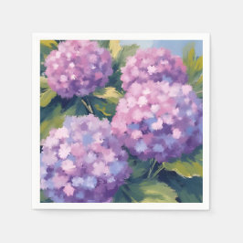 Lila Hydrangeas Aquarellmalerei Serviette