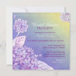 Lila Hydrangeas Brautparty Tee Party Einladung