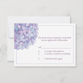 Lila Hydrangeas Floral Wedding RSVP Karte