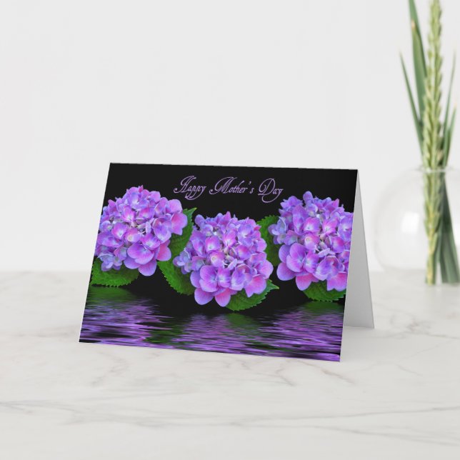 Lila Hydrangeas Karte (Vorderseite)