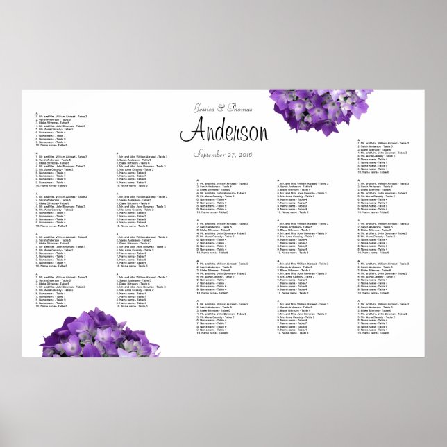 Lila Hydrangeas-Seekartenplakette Poster (Vorne)