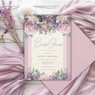 Lila Hydrangeen Florale Wasserfarbe Moderne Hochze Einladung