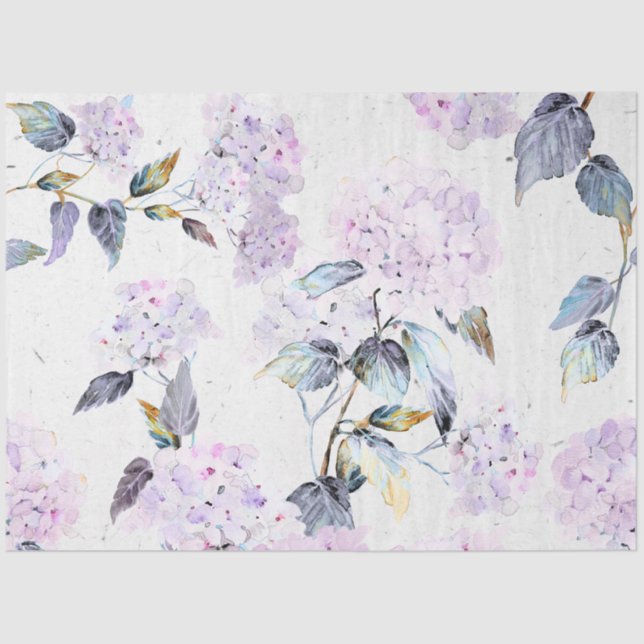 Lila Hydrangetepapier in Aquarellfarbe Seidenpapier (Vorderseite)