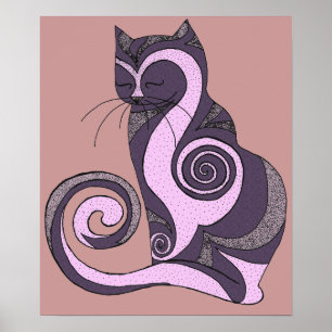 Lila Hypnocat Print Poster