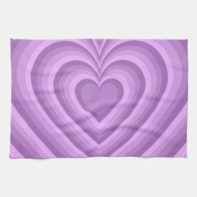 Lila Hypnotic Heart Liebe Muster Geschirrtuch (Horizontal)