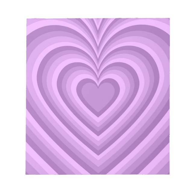 Lila Hypnotic Heart Liebe Muster Notizblock (Vorderseite)