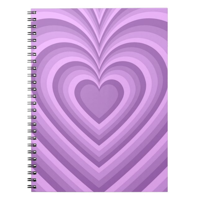 Lila Hypnotic Heart Liebe Muster Notizblock (Vorderseite)