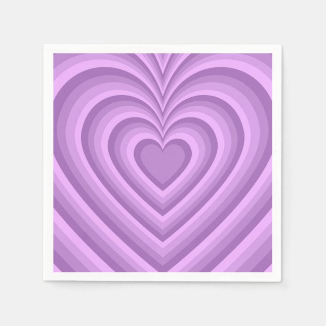 Lila Hypnotic Heart Liebe Muster Serviette (Vorderseite)