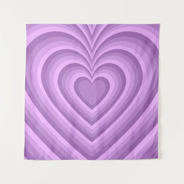 Lila Hypnotic Heart Liebe Muster Wandteppich (Vorderseite)