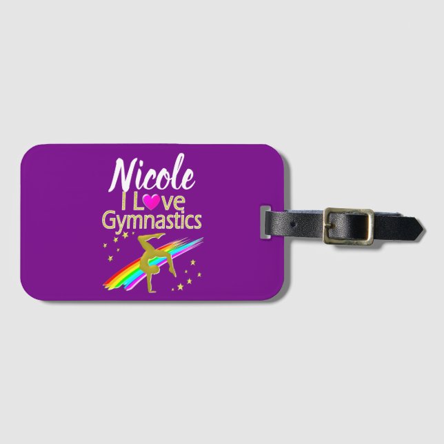 LILA I LIEBE GYMNASTICS-DESIGN GEPÄCKANHÄNGER (Vorderseite (Horizontal))