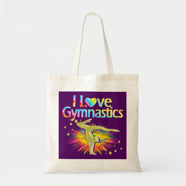 LILA I LIEBE GYMNASTICS TOTE BEUTEL TRAGETASCHE (Vorne)