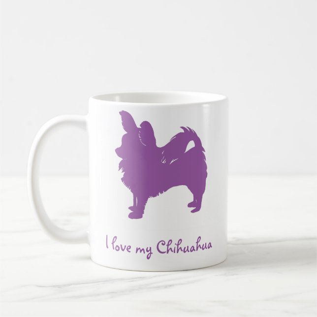 Lila i-Liebe mein Chihuahua Tasse (Links)