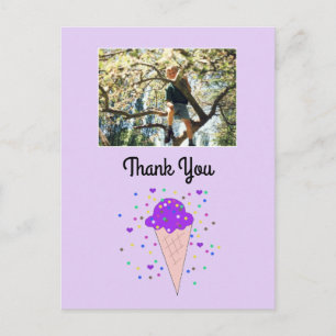 Lila Ice Creme Foto Vielen Dank Postkarte