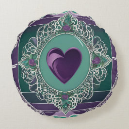 Lila Icy Heart AI Art Rundes Kissen