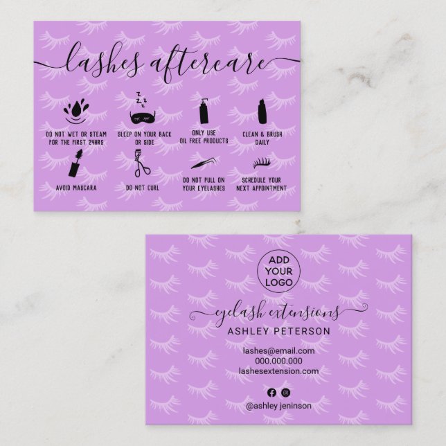 Lila Illustrationen nach der Pflege abstürzen Visitenkarte (Vorne/Hinten)