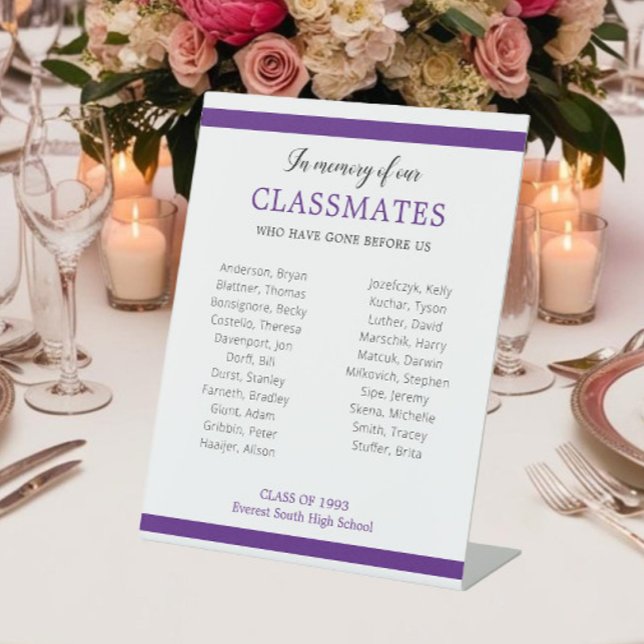 Lila im Gedächtnis unserer Klassenkameraden Wieder Sockelschild (Von Creator hochgeladen)